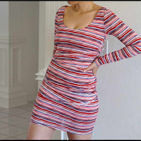 Ark & co Red White Blue Striped Long Sleeve Dress - Picture 2 of 8